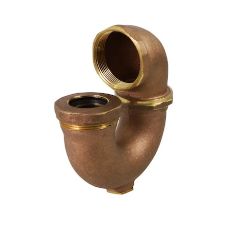 Everflow IPSx1-1/2" LA Pattern Trap with Drain Plug for Tubular Drain Applications, Brass 2" 21326